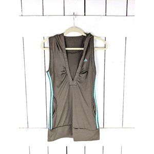 Adidas striped hooded pullover sleeveless tunic clima cool activewear top